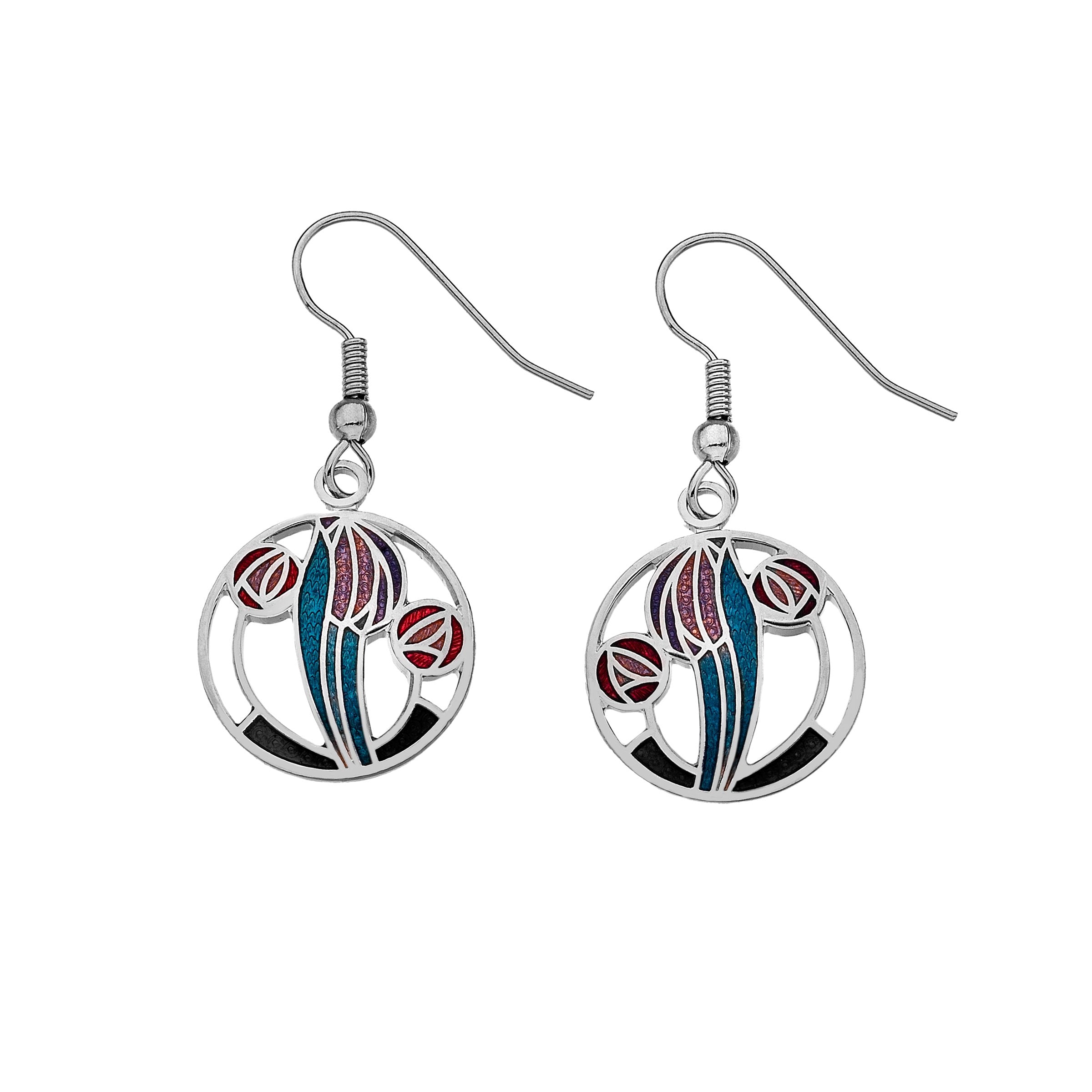 Mackintosh Purple Tulip and Rose Cut Out Earrings